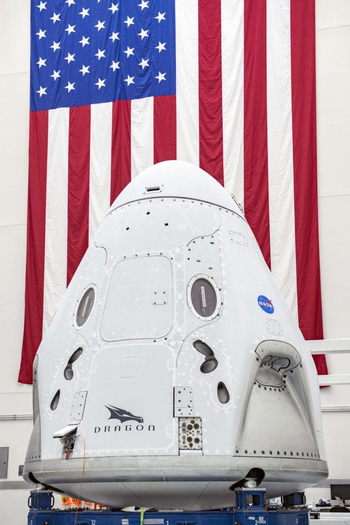 Spacex Dragon with the American Flag