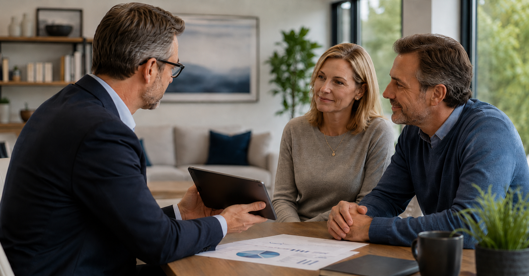 A couple looking at a financial plan with a trusted advisor